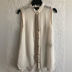 Elizabeth and James Silk and Leather Sheer Sleeveless Blouse Size Small